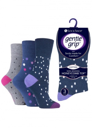 Gentle Grip 3 pack Mixed Energised Spot Socks